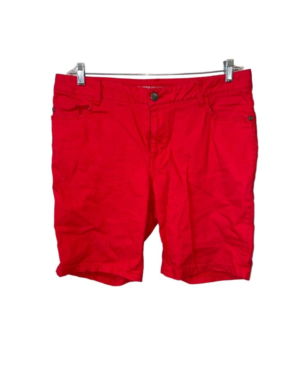 Avenue Denim Womens Red Casual Bermuda Shorts With Button & Zipper Closure